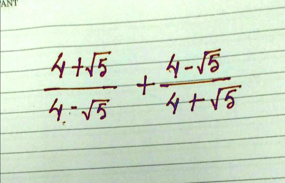 (4 + √(5))/(4 - √(5)) + (4 - √(5))/(4 + √(5))