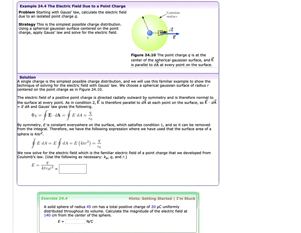 example 244 the electric field due to point charge problem starting ...