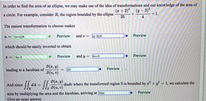 SOLVED: In order to find the area of an ellipse, we may make use of the ...