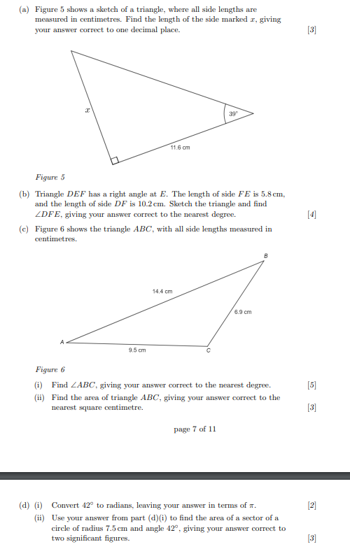 SOLVED: (a) Figure 5 shows a sketch of a triangle, where all side ...