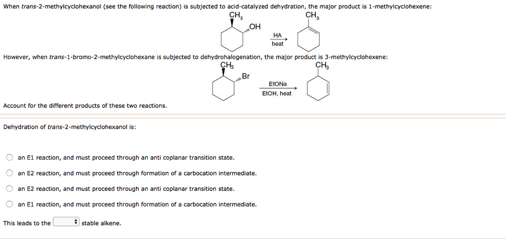 dehydration of methylcyclohexanol