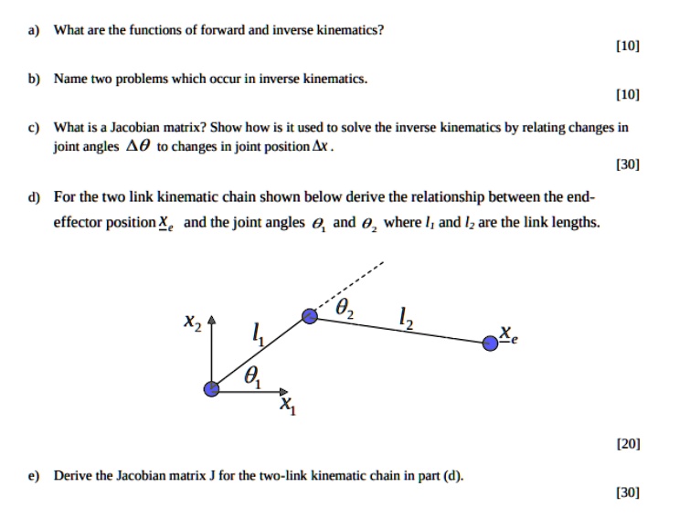 SOLVED: a) What are the functions of forward and inverse kinematics ...