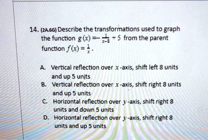 SOLVED: 14. (24.6G) Describe the transformations used to graph the ...