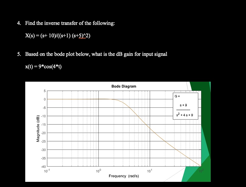 Sign In Inverse Transfer Function 4. Find the inverse transfer of the following: X(s)