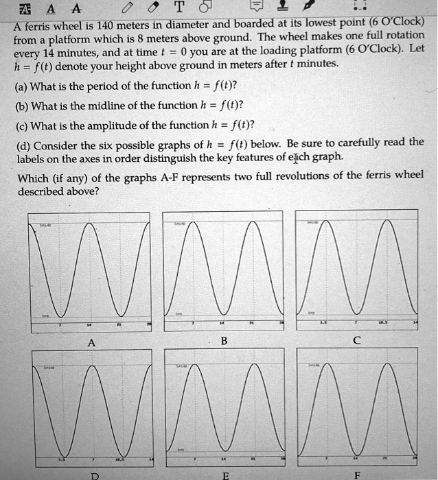 Wheel Diameter Graphs Math SOLVED: 4 4 A 0 T 0 5 4 Lb A ferris wheel is 140 meters in diameter and ...