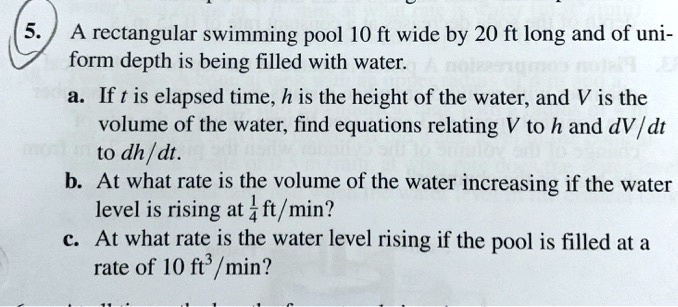 a rectangular swimming pool 10 ft wide by 20 ft long and of uni form ...