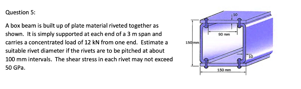 Question 5: A box beam is built up of plate material riveted together ...