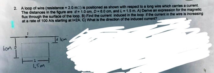 2. A loop of wire (resistance = 2.0 m?) is positioned as shown with ...