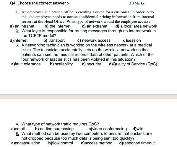 SOLVED: Q4. Choose the correct answer - 10 Marks 1. An employee at a