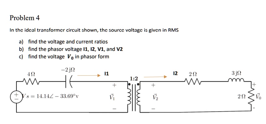 Solved Problem 4 In The Ideal Transformer Circuit Shown The Source Voltage Is Given In Rms A