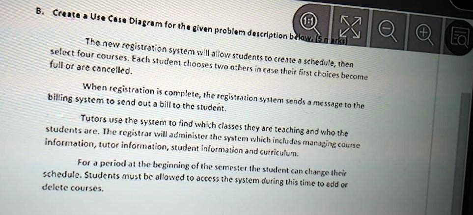 B. Create a Use Case Diagram for the given problem description below ...