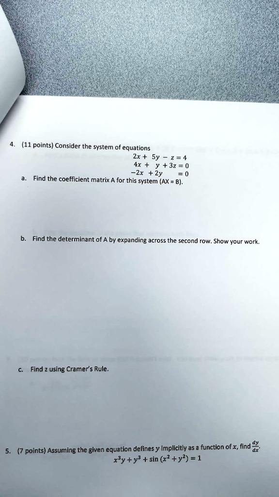 Solved 11 Points Consider The System Of Equations 2x 2 4 Y 32 0 2x 2y Find The Coefficient Matrix For This System Ax B Find The Determinant Of