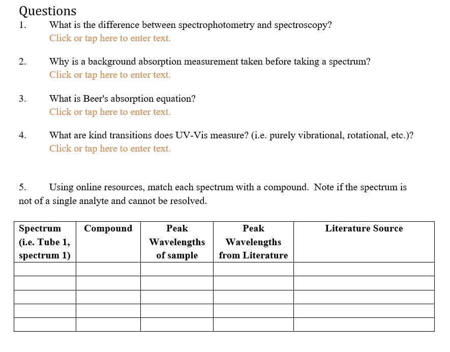 SOLVED Questions What is the difference between spectrophotometry and