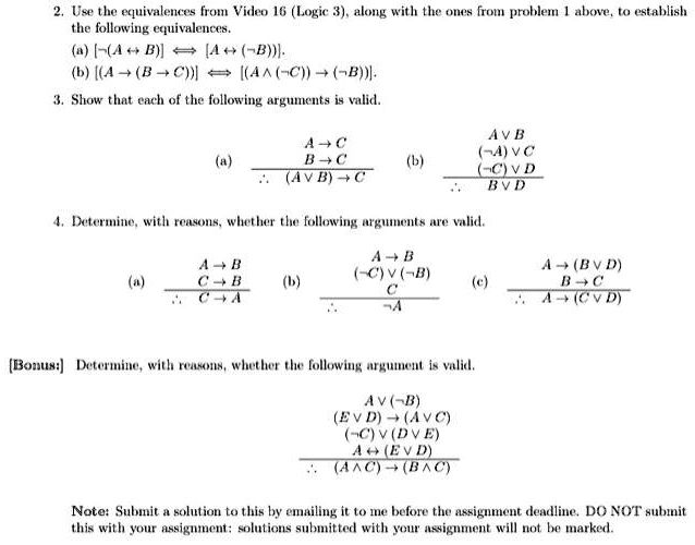 Solved Us The Eqpuivalences From Vicleo 16 Logic 3 Nong With Tlue Ouje Mu Problem Atn Following Eqquivalences 7u B H B 6 A B C Ica C B Show That Each Of Thee Following Rkumnta Valicl