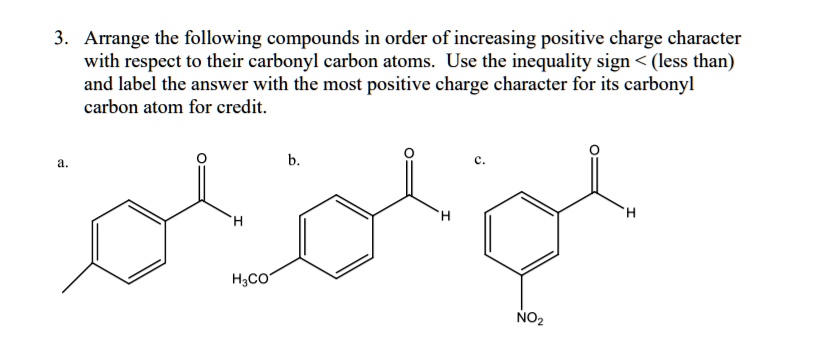 SOLVED: Arrange The Following Compounds In Order Of Increasing Positive ...