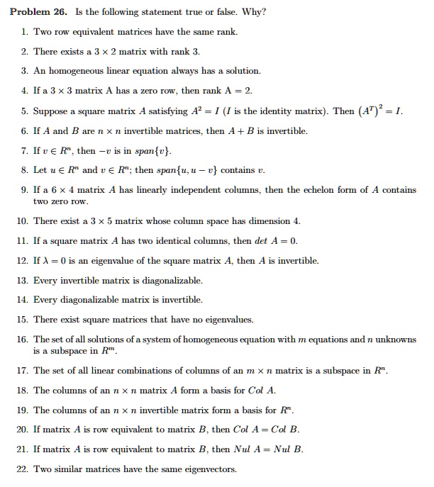 SOLVED Problem 26 Is the following statement true or false Why