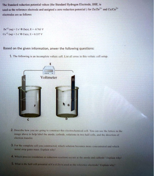 SOLVED The Standard reduction potential values (the Standard Hydrogen