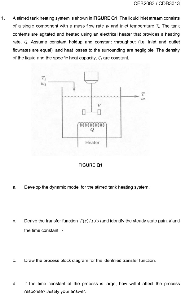 1. CEB2083/CDB3013 A stirred tank heating system is shown in FIGURE Q1 ...