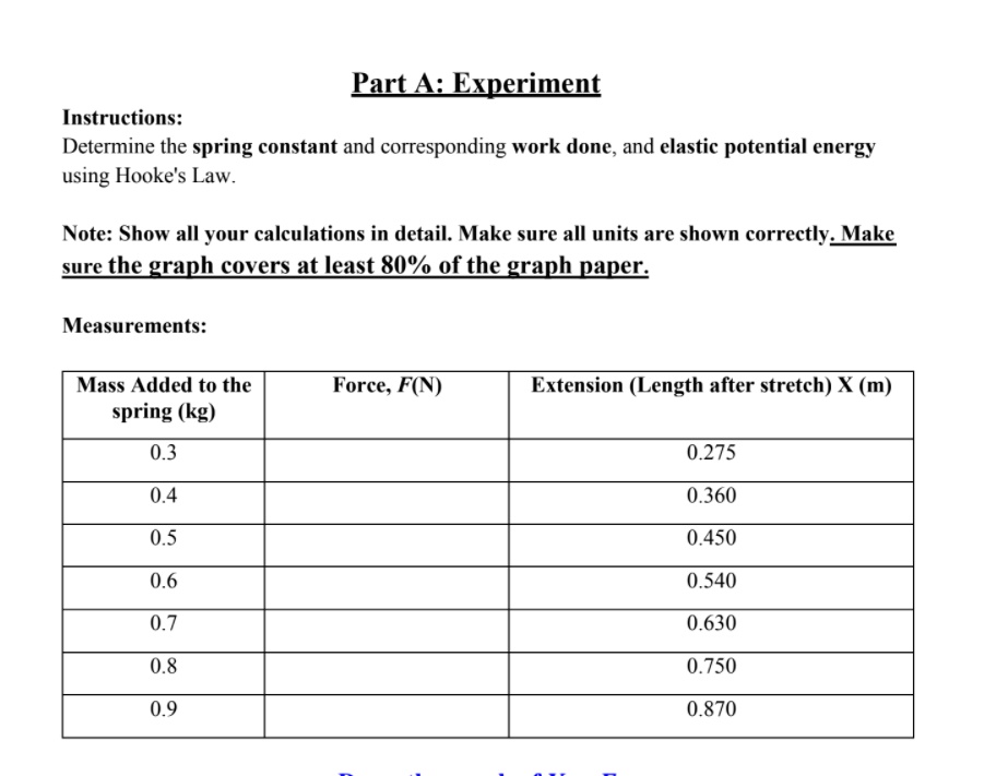 part a experiment instructions determine the spring constant and ...