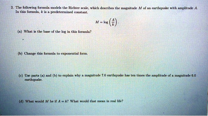 Earthquake magnitude logarithmic formula