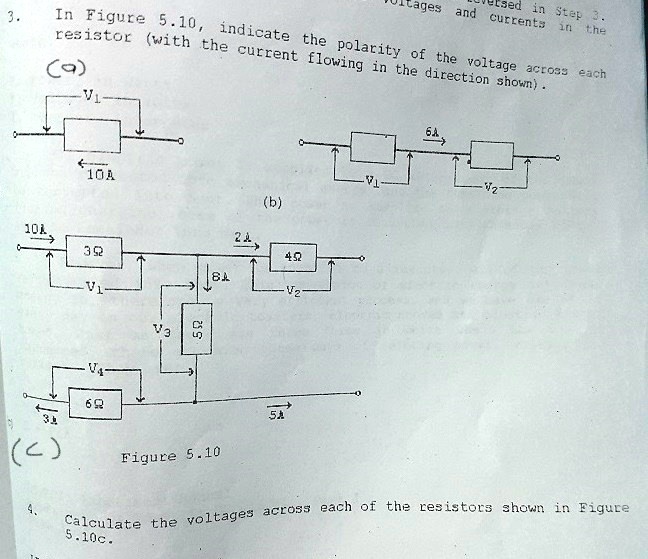 SOLVED In Figure 5.10, indicate the polarity of the voltage across