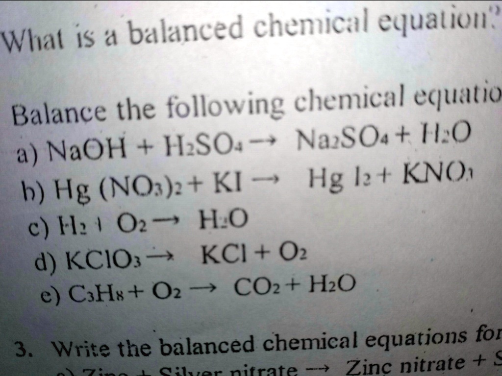 Solved Balance The Following Chemical Equations Solve All Balance Equation 2970