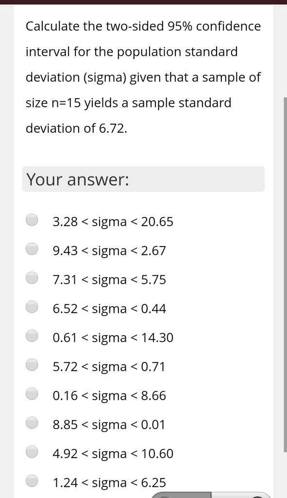 SOLVED Calculate the twosided 95 confidence interval for the