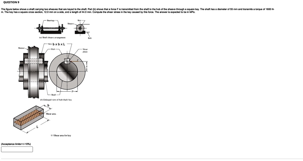 SOLVED QUESTION 9 The figure below shows a shaft carrying two sheaves