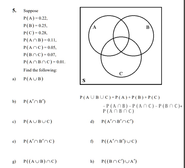 SOLVED Suppose P A 0.22 P B 0.25 P C 0.28 P A B