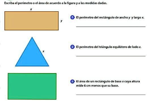 SOLVED: el perímetro del rectángulo de ancho y y largo x Escriba ...