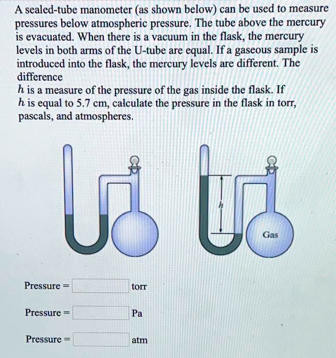 SOLVED: A sealed-tube manometer (as shown below) can be used to measure ...