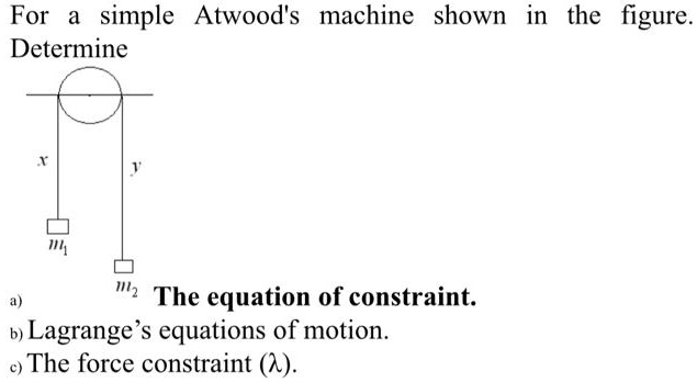 SOLVED: For simple Atwood's machine shown in the figure. Determine 12 ...