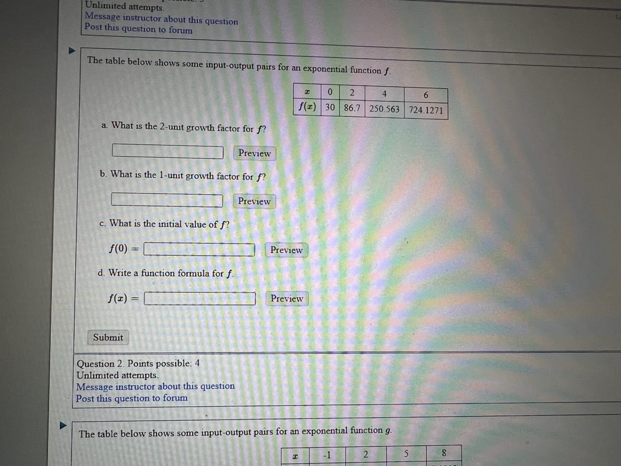 SOLVED: Unlimited attempts. Message instructor about this question Post ...