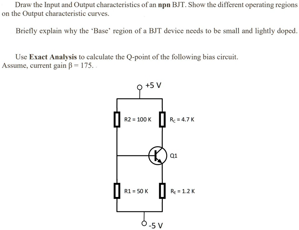 SOLVED: Draw the Input and Output characteristics of an NPN BJT. Show ...