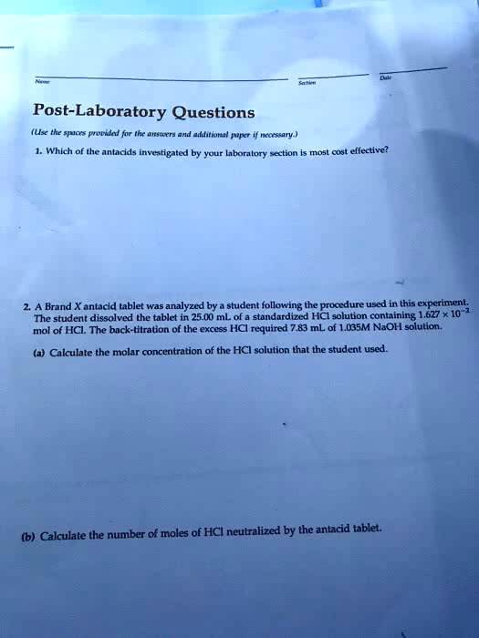 SOLVED ' Which of the antacids investigated by your laboratory section