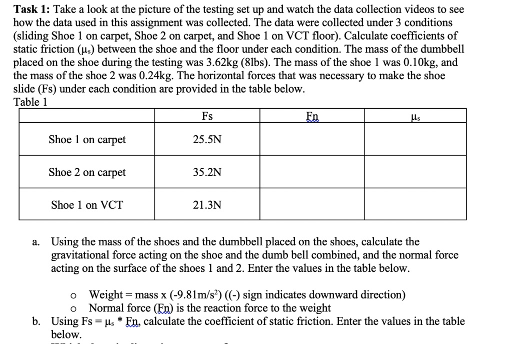 1024px x 687px - SOLVED: Task I: Take a look at the picture of the testing set up and watch  the data collection videos to see how the data used in this assignment was  collected: The