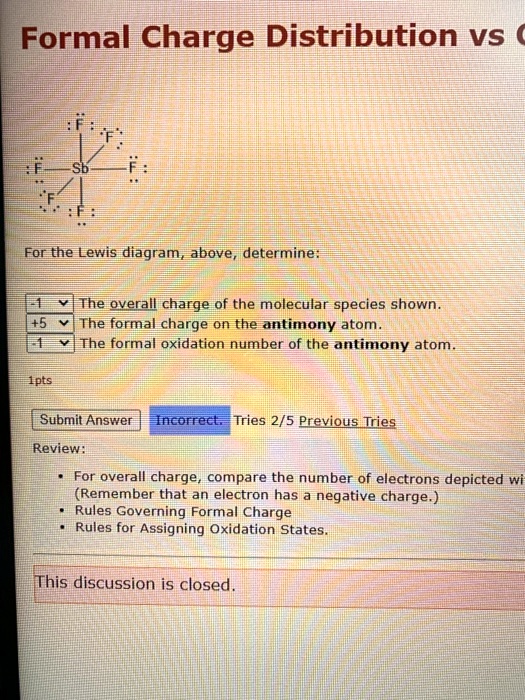 SOLVED Formal Charge Distribution vs. Lewis Diagram For the Lewis