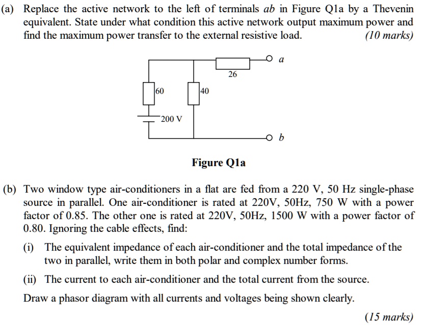 SOLVED a) Replace the active network to the left of terminals ab in