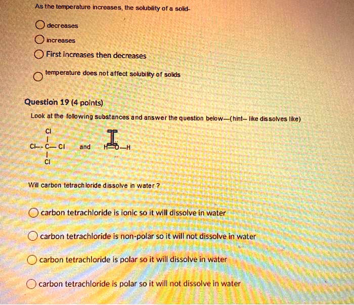 SOLVED As the temperature increases, the solubility of solutes
