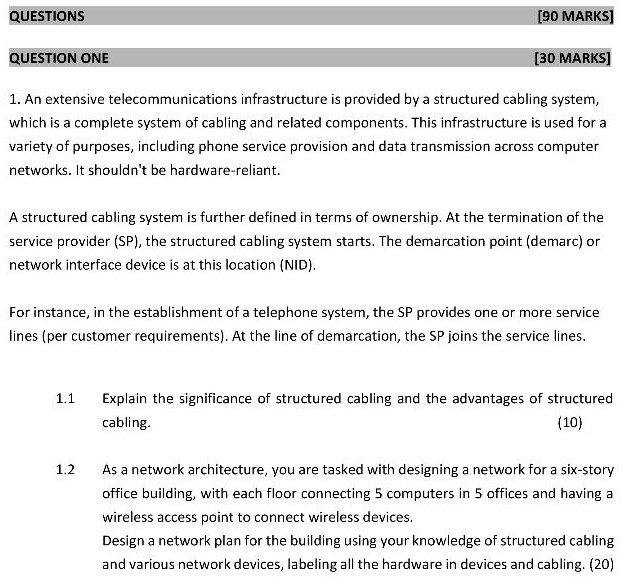 SOLVED QUESTIONS [90 MARKS] QUESTION ONE [30 MARKS] 1. An extensive