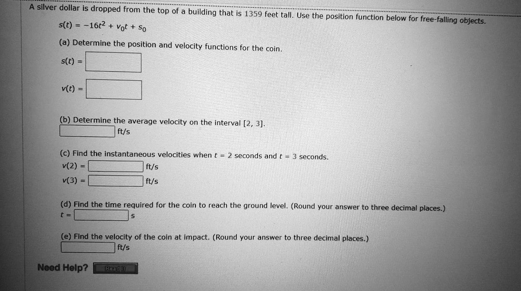 SOLVED: A silver dollar is dropped from the top of a building that is ...