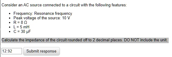 SOLVED: Consider an AC source connected to circuit with the following ...