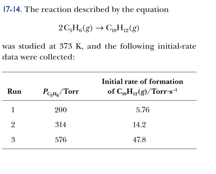 SOLVED 17 14. The reaction described by the equation 2C6H6 g