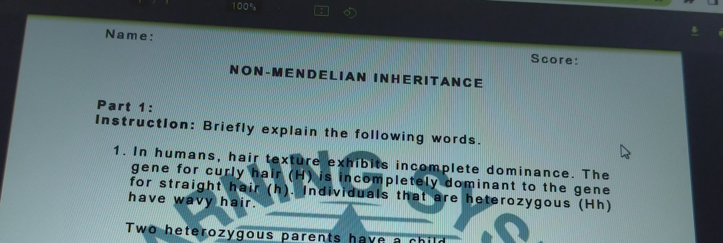 SOLVED Name N Score N NON MENDELIAN INHERITANCE N Part 1 N solved-name-n-score-n-non-mendelian-inheritance-n-part-1-n