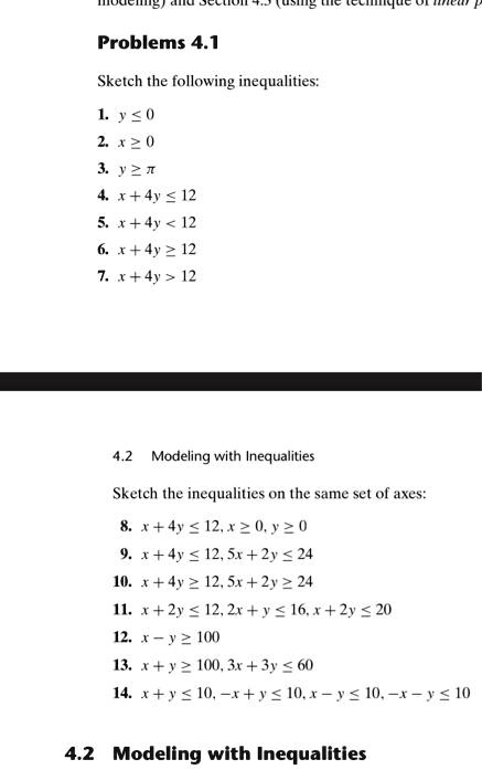 Solved Problems 4 1 Sketch The Following Inequalities J 0 2 2 0 3 2i 4 4y 12 5 4 12 1 4y2 12 7 4 12 4 2 Modeling With Inequalities Sketch The Inequalities On