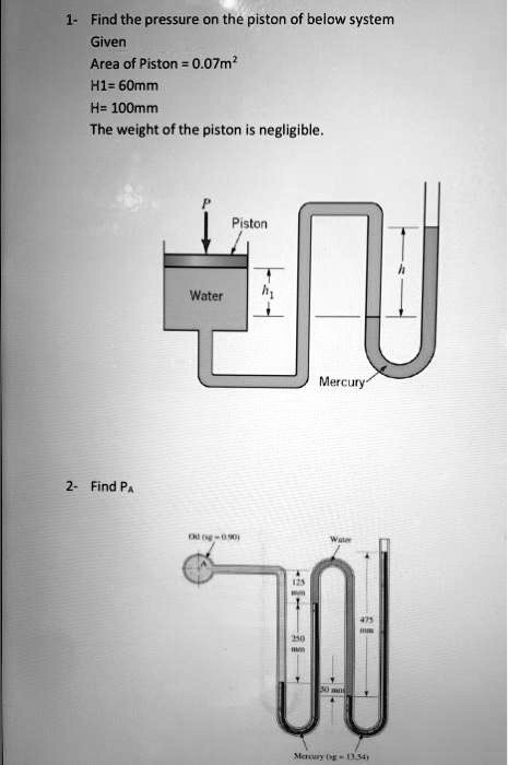 1- Find the pressure on the piston of below...