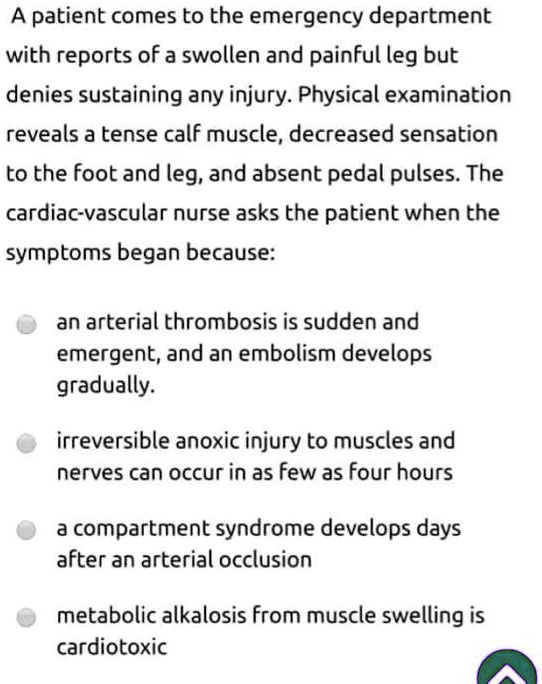 SOLVED A patient comes to the emergency department with reports of a