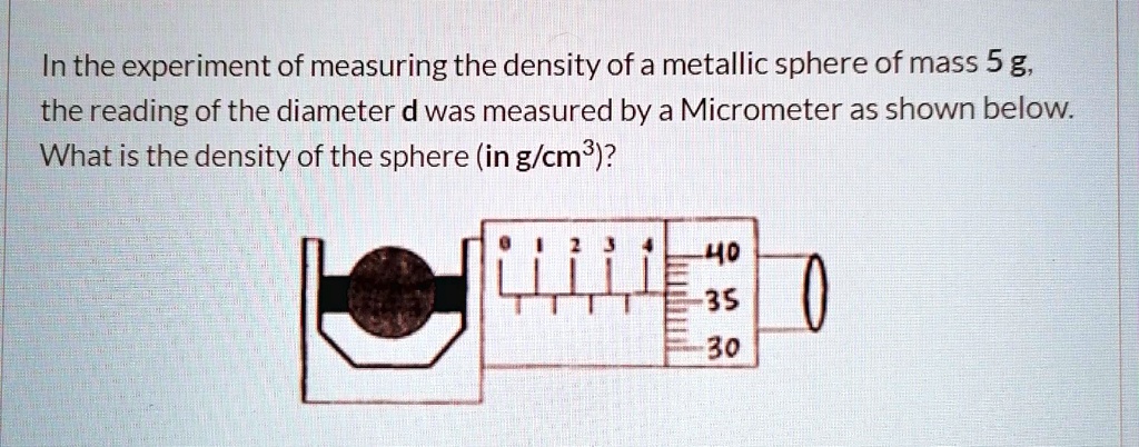 SOLVED: In the experiment of measuring the density of a metallic sphere ...