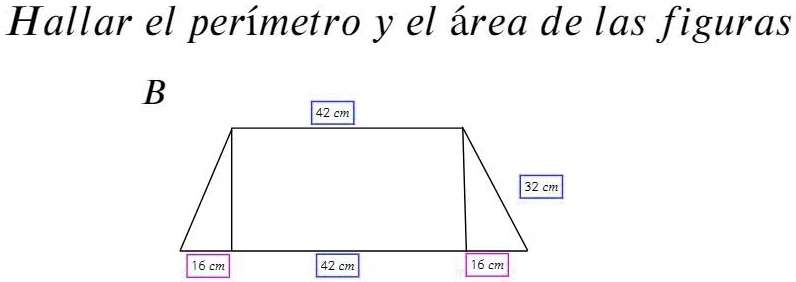 SOLVED: hallar el area y perimetro de las siguientes figuras Hallar el ...