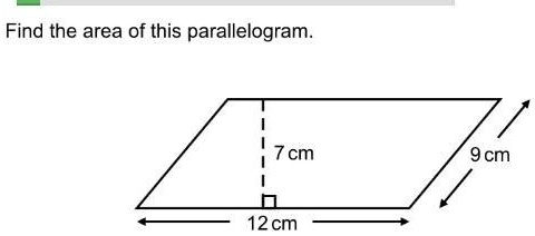 SOLVED: 'solve the area of this parallel gram Find the area of this ...